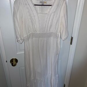 C&C California White Long Sleeve Cotton Dress